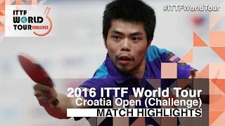 【Video】CHUANG Chih-Yuan VS APOLONIA Tiago, 2016 Zagreb  Open  quarter finals