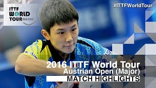 【Video】TOMOKAZU Harimoto VS ANGLES Enzo, 2016 Hybiome Austrian Open  quarter finals