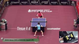 【Video】KASUMI Ishikawa VS WANG Manyu, 2017 Seamaster 2017 Platinum, Qatar Open best 32